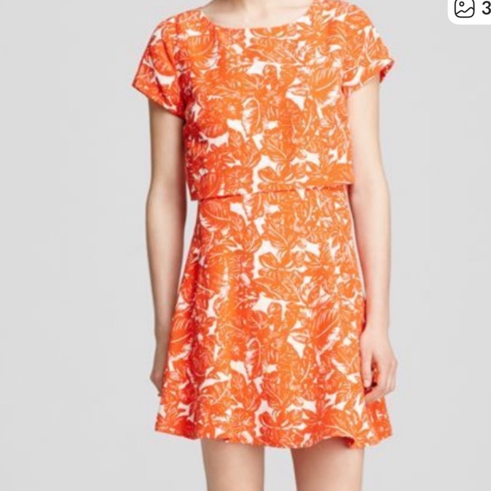 Joie Eley Hawaiian Floral Twofer Dress in Orange